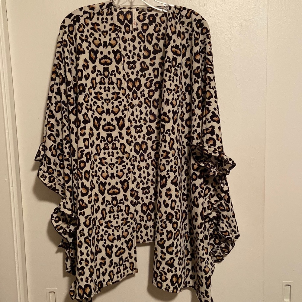 Lime N Chili Cheetah Print Open Front Kimono